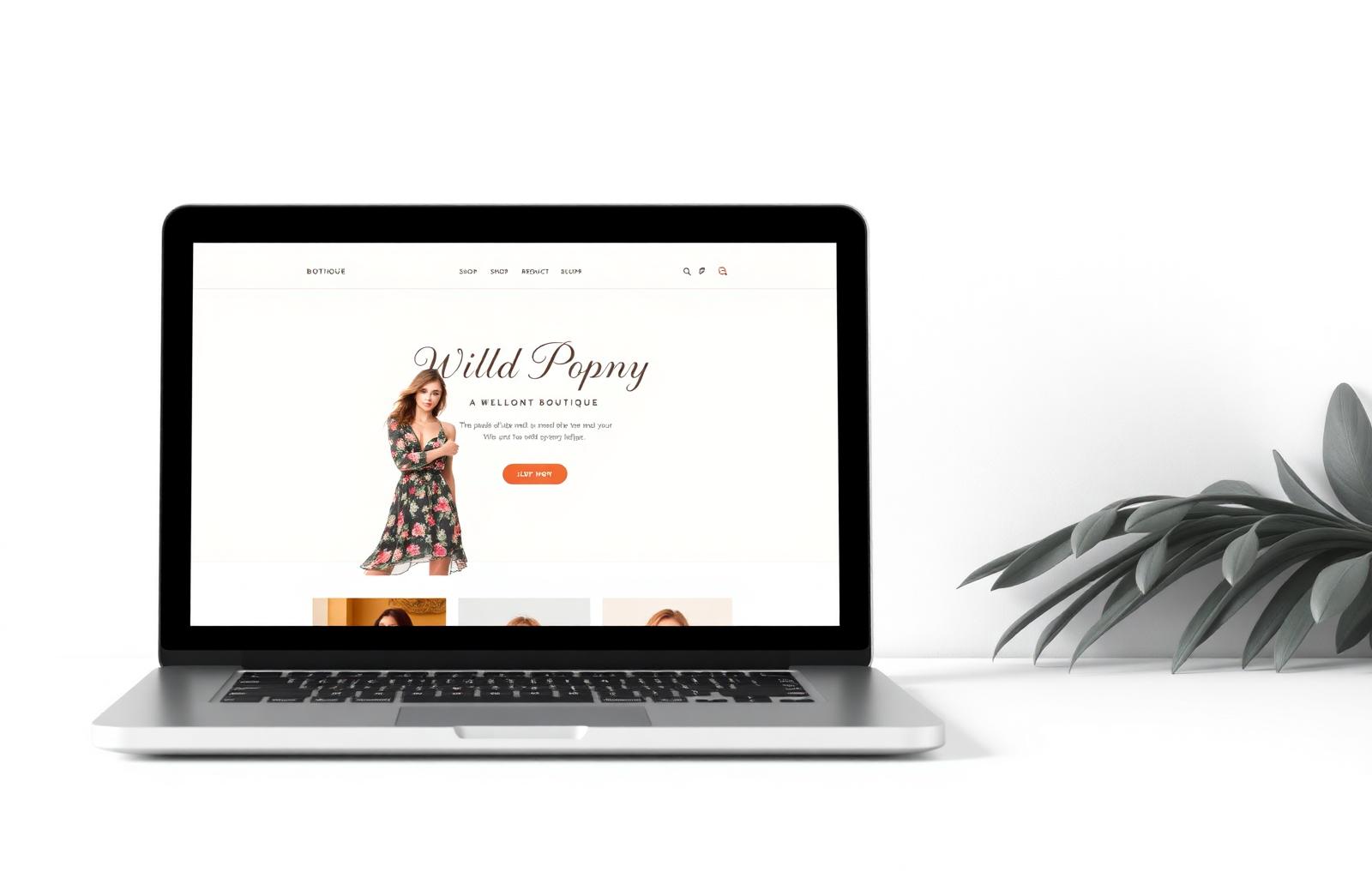 Wild Poppy Boutique homepage on a laptop